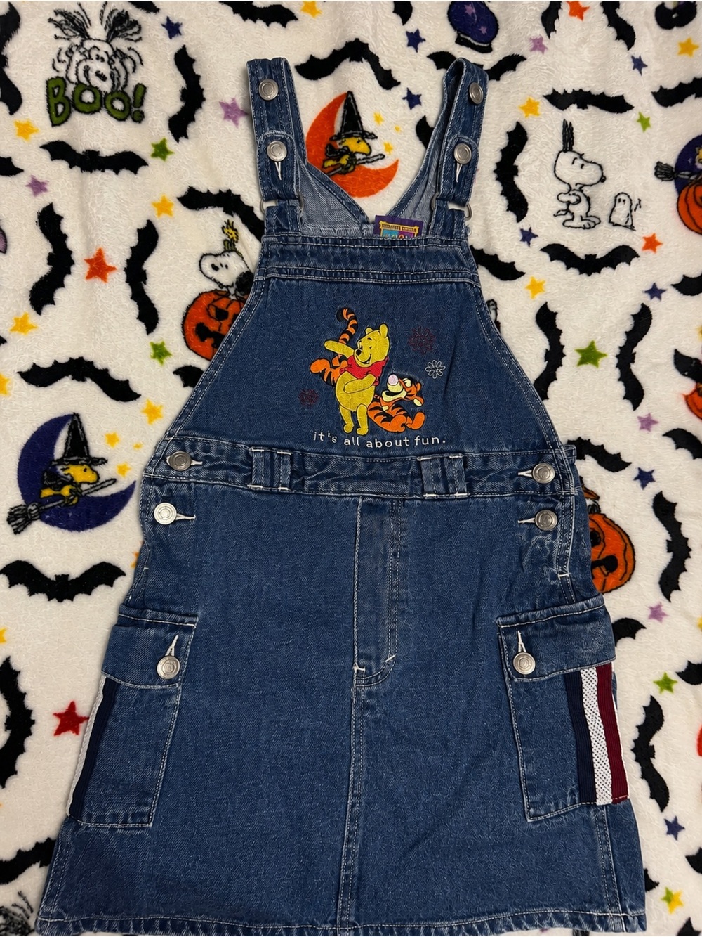 Winnie the Pooh Denim Overall Dress for Kids - Blue